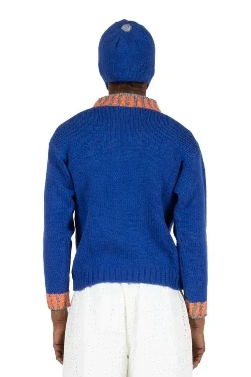 Blue Figure Leaf Sweater
