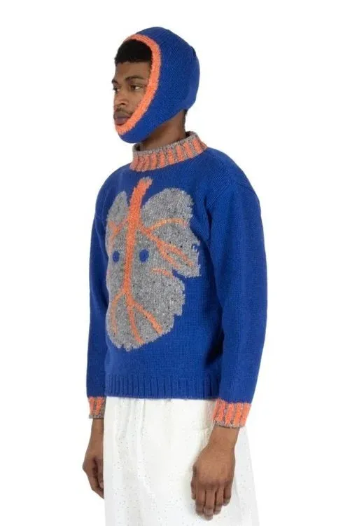 Blue Figure Leaf Sweater