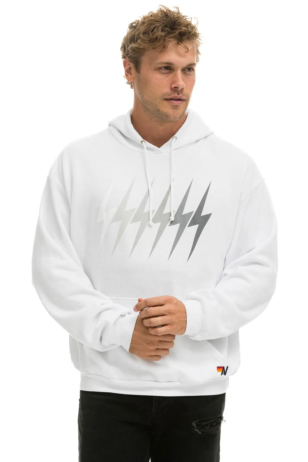 BOLT GRADIENT RELAXED PULLOVER HOODIE - WHITE // GREY