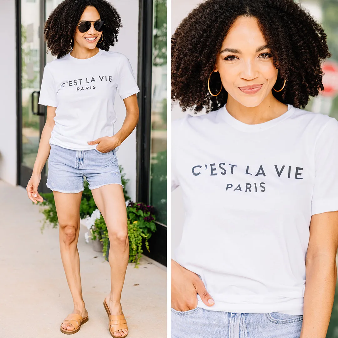 C'est La Vie White Graphic Tee