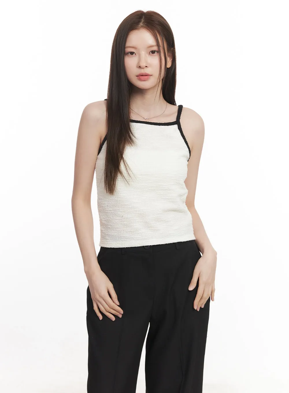 Contrast Tank Top Cardigan Set CA501