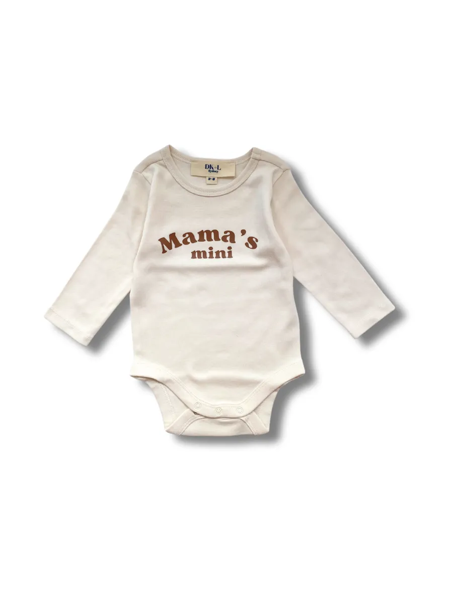 Mama's Mini Long Sleeve Bodysuit - Cream Beige