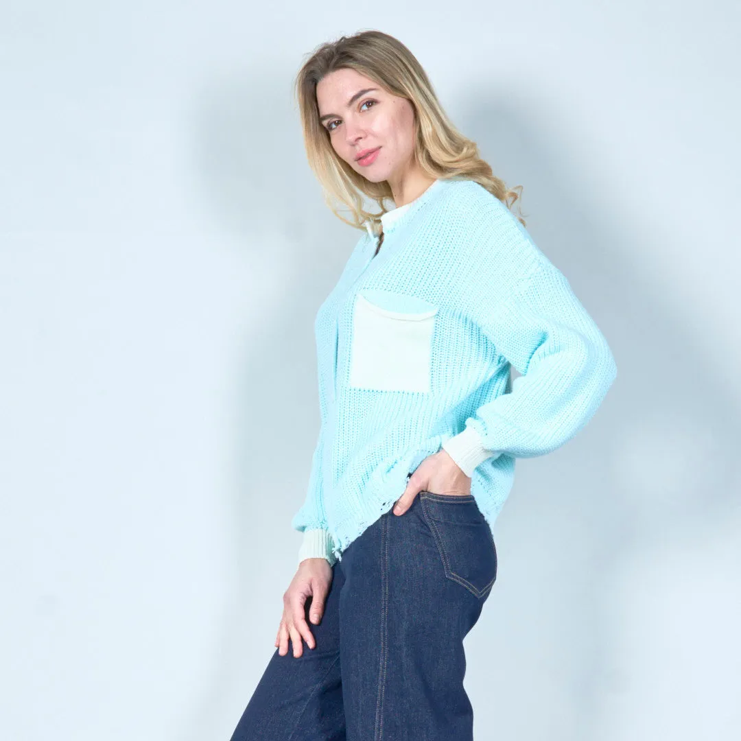 Minimalist knit cardigan with pocket wholesale