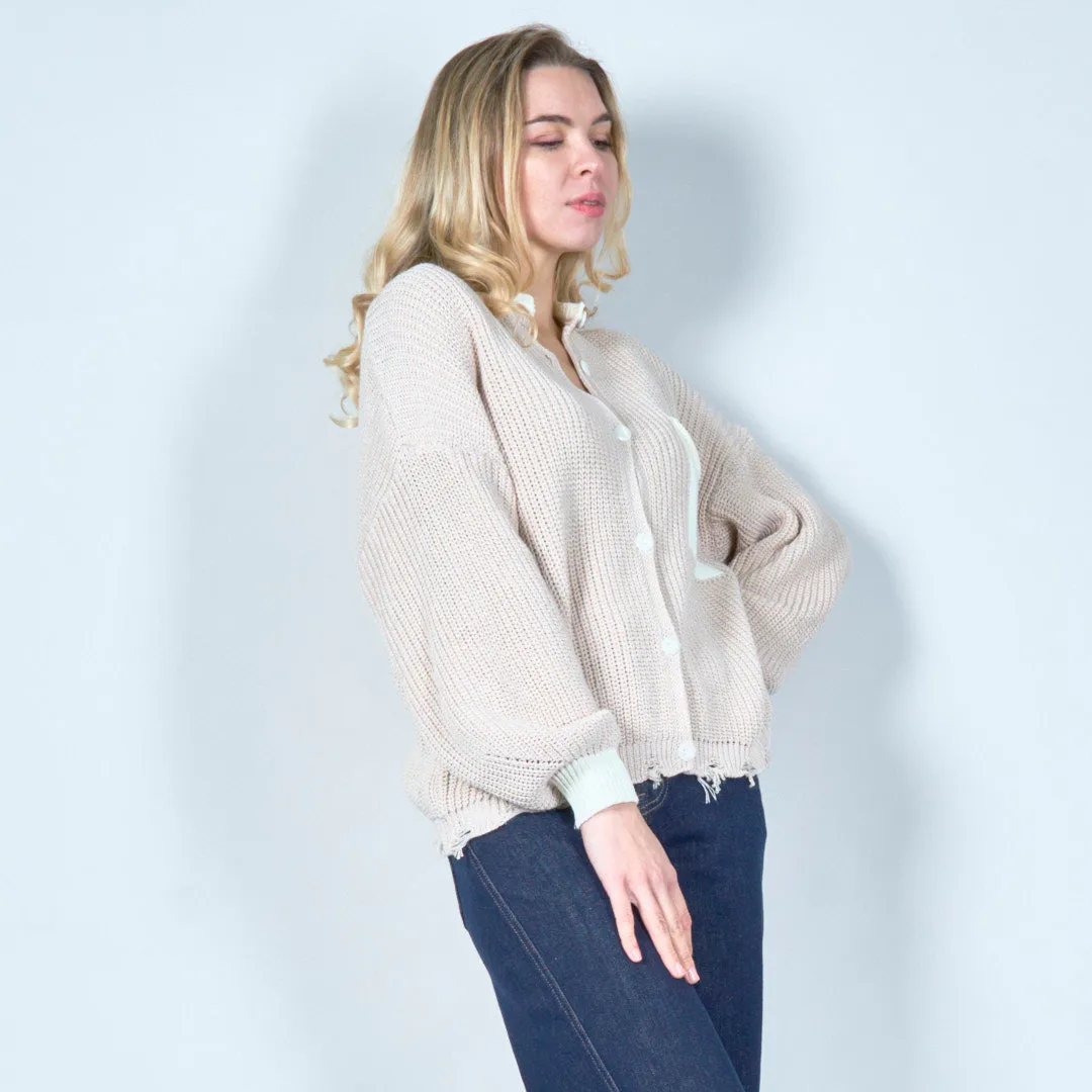 Minimalist knit cardigan with pocket wholesale