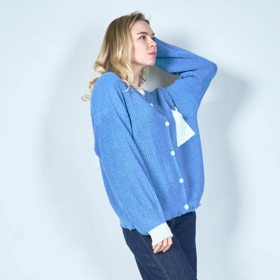 Minimalist knit cardigan with pocket wholesale