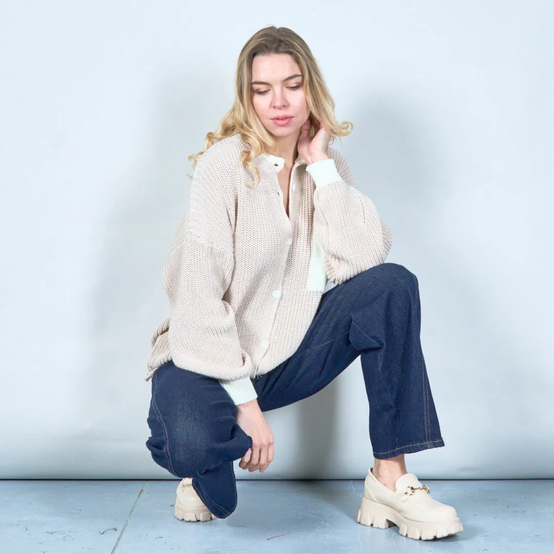 Minimalist knit cardigan with pocket wholesale