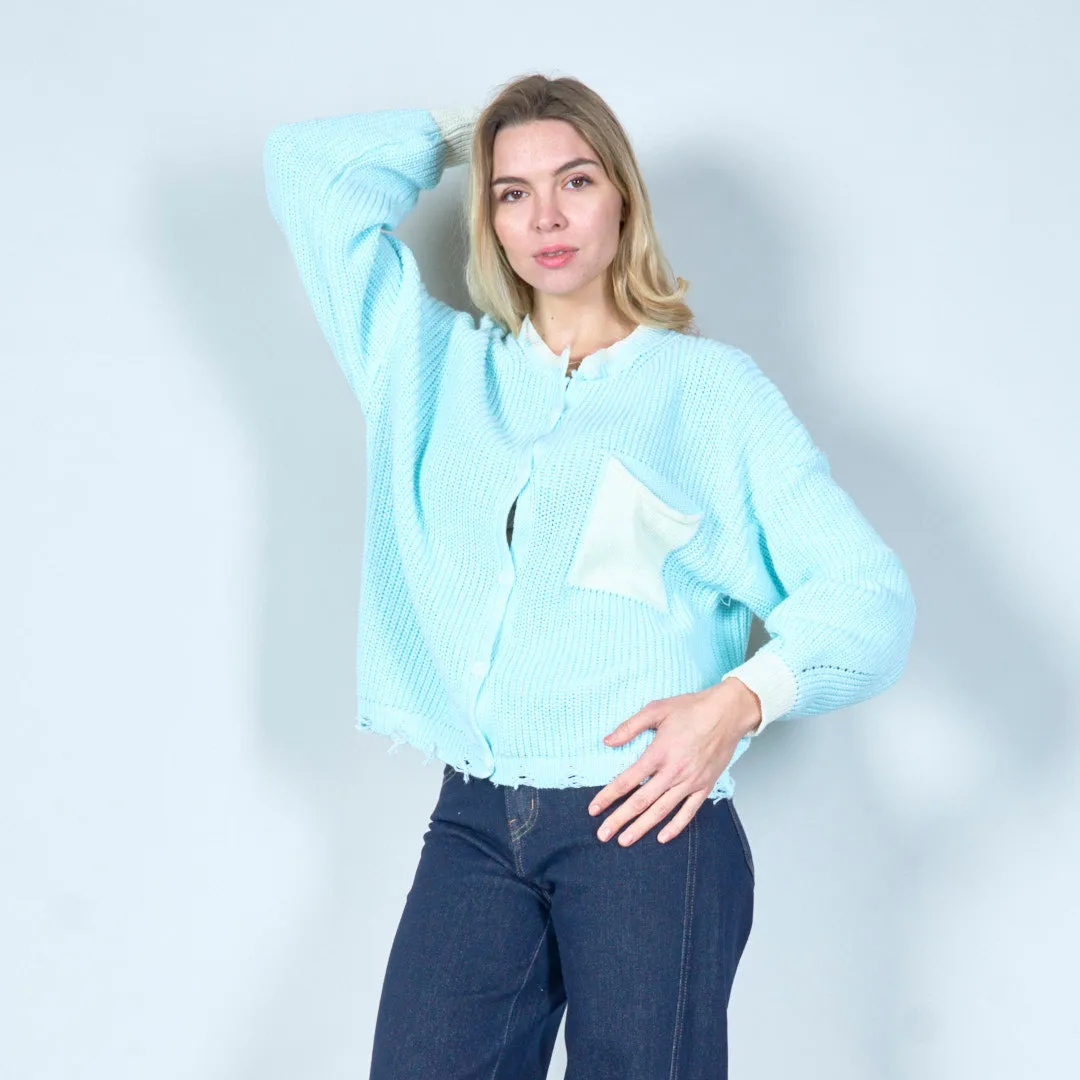 Minimalist knit cardigan with pocket wholesale