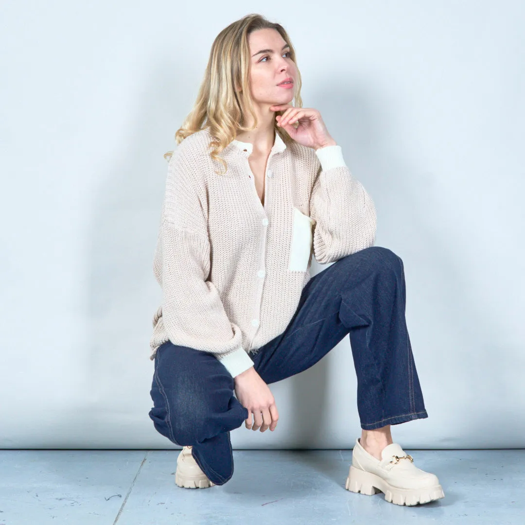 Minimalist knit cardigan with pocket wholesale