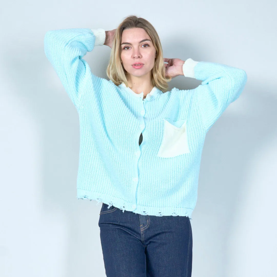 Minimalist knit cardigan with pocket wholesale