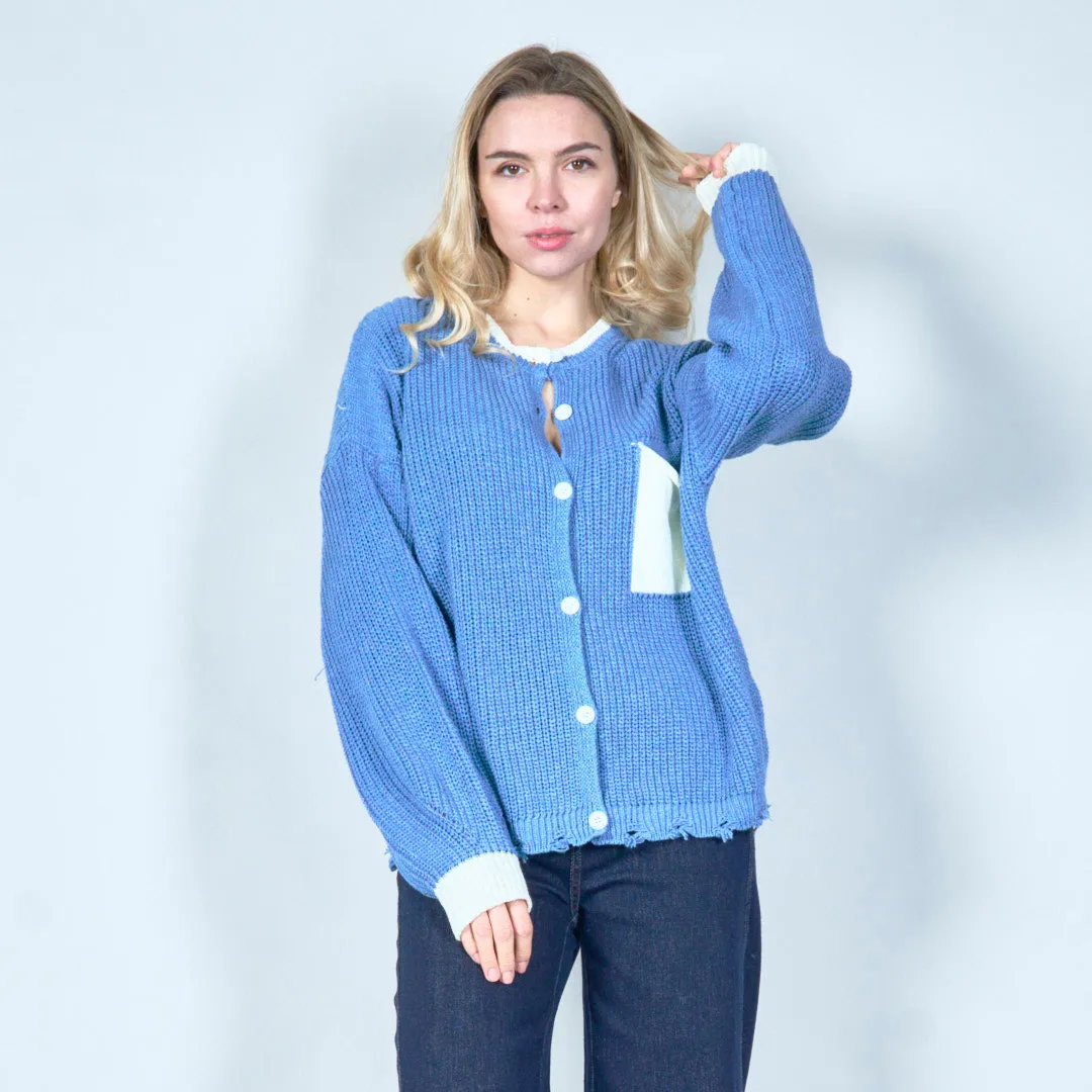 Minimalist knit cardigan with pocket wholesale
