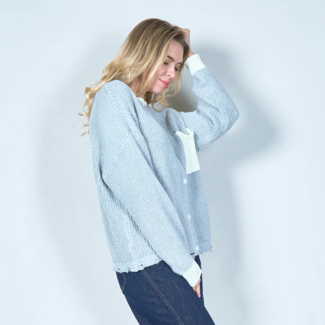 Minimalist knit cardigan with pocket wholesale