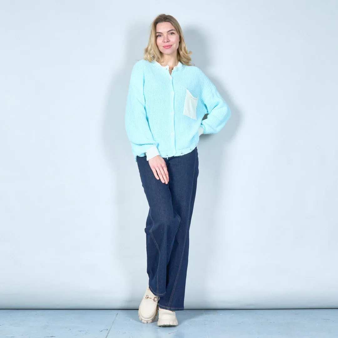 Minimalist knit cardigan with pocket wholesale