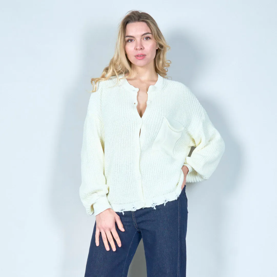 Minimalist knit cardigan with pocket wholesale