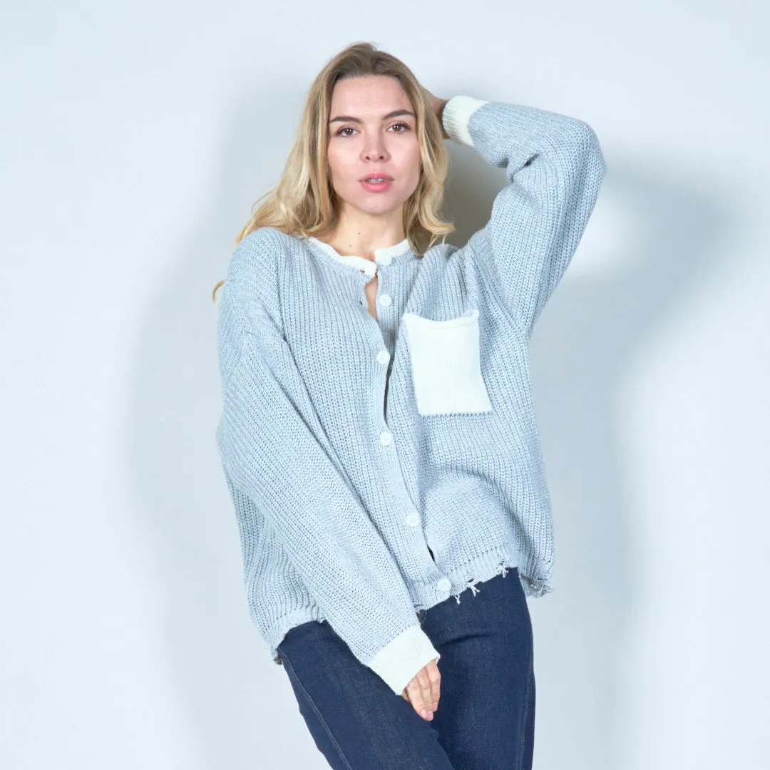 Minimalist knit cardigan with pocket wholesale