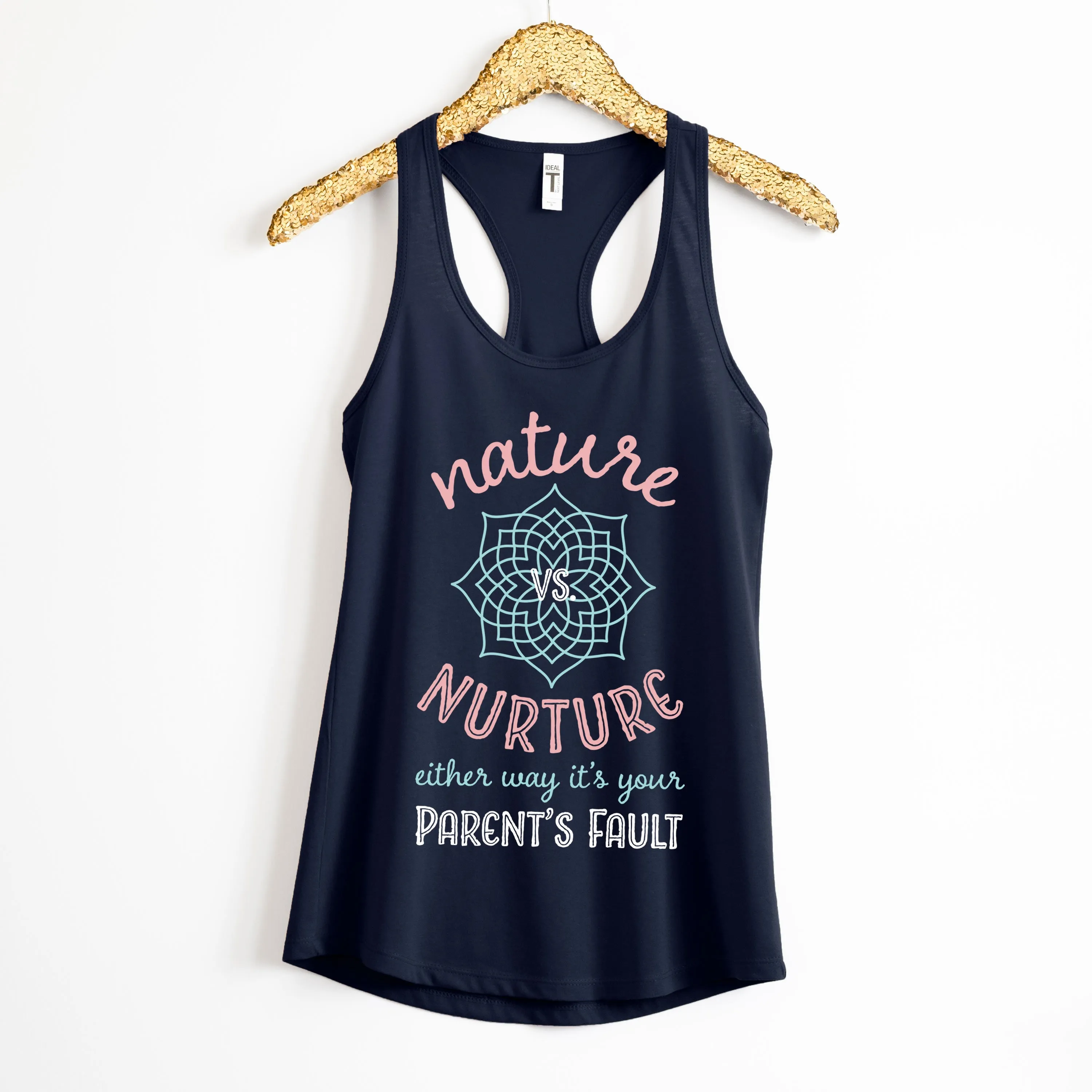 Nature Vs Nurture Funny Psychology Shirt | Psychologist College Gift | Women's Slim-fit Racerback Tank Top