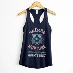 Nature Vs Nurture Funny Psychology Shirt | Psychologist College Gift | Women's Slim-fit Racerback Tank Top