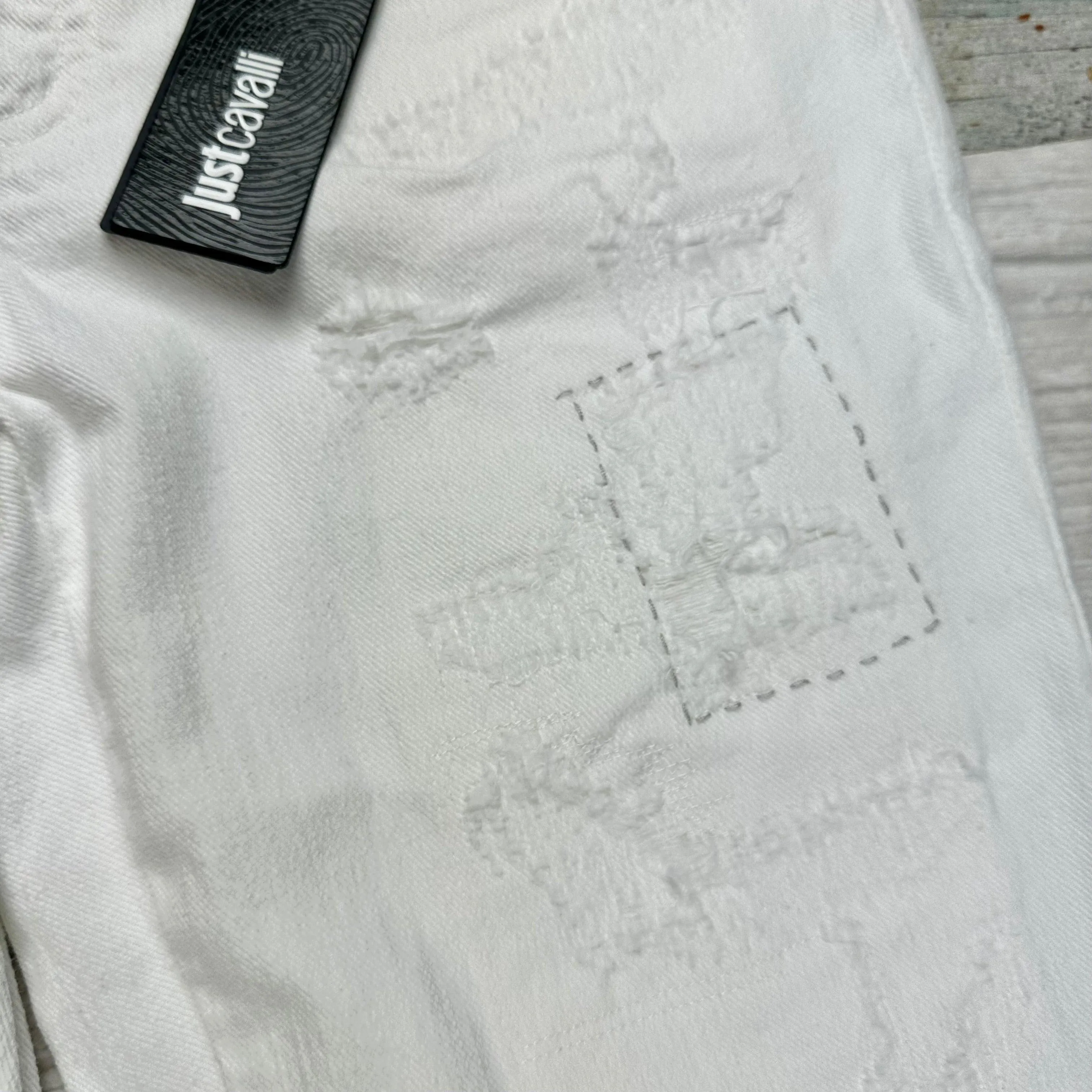 NWT- Just Cavalli Ladies Slim Gold & White Cuffed Jeans - Size 26