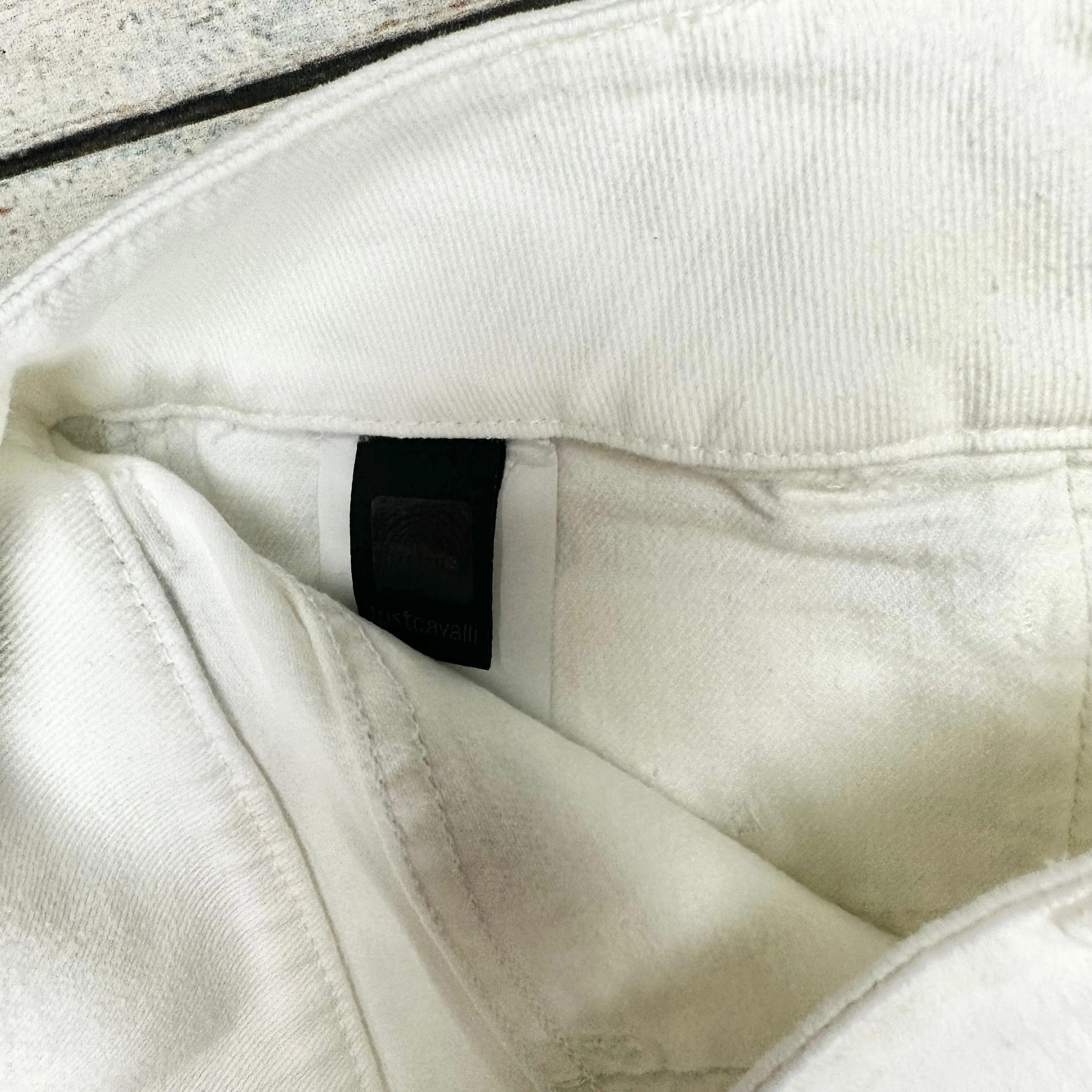 NWT- Just Cavalli Ladies Slim Gold & White Cuffed Jeans - Size 26