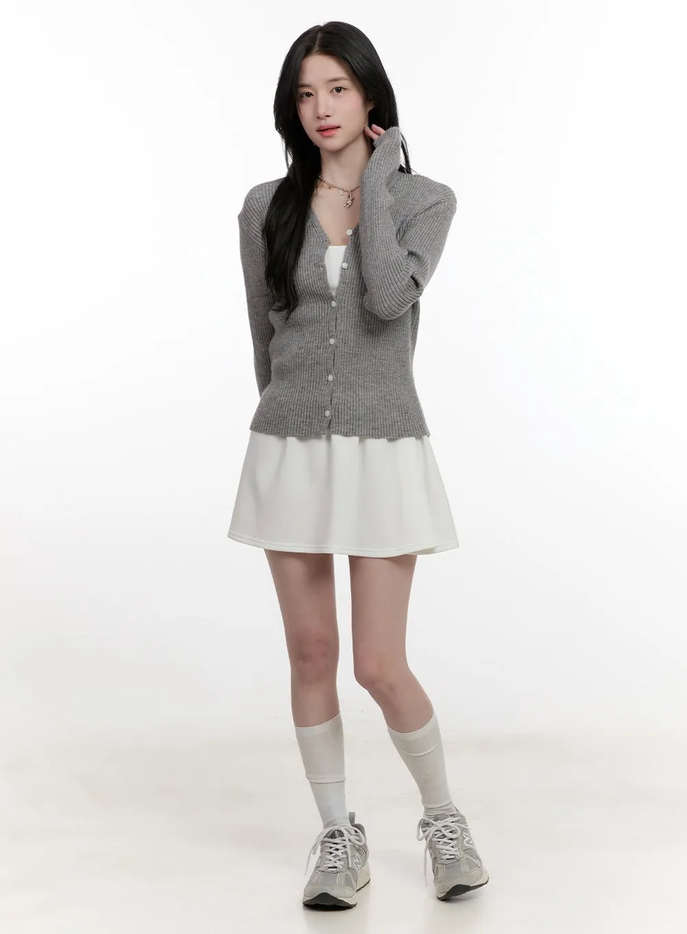 Ribbed Slim-Fit Buttoned Cardigan CF528