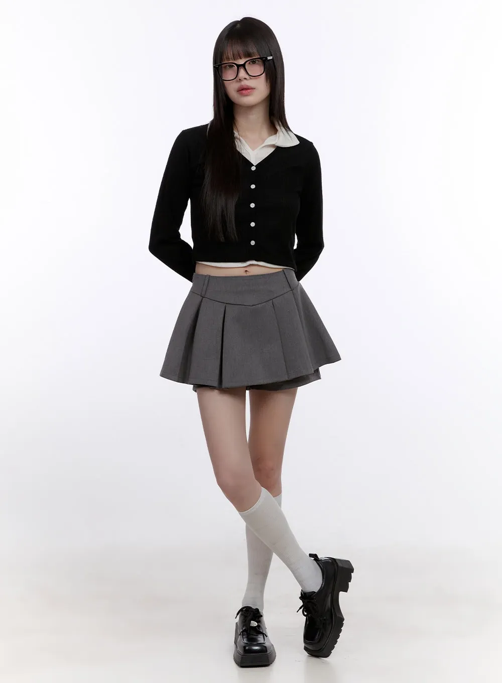 Slim-Fit Collar Layered Cardigan CF512
