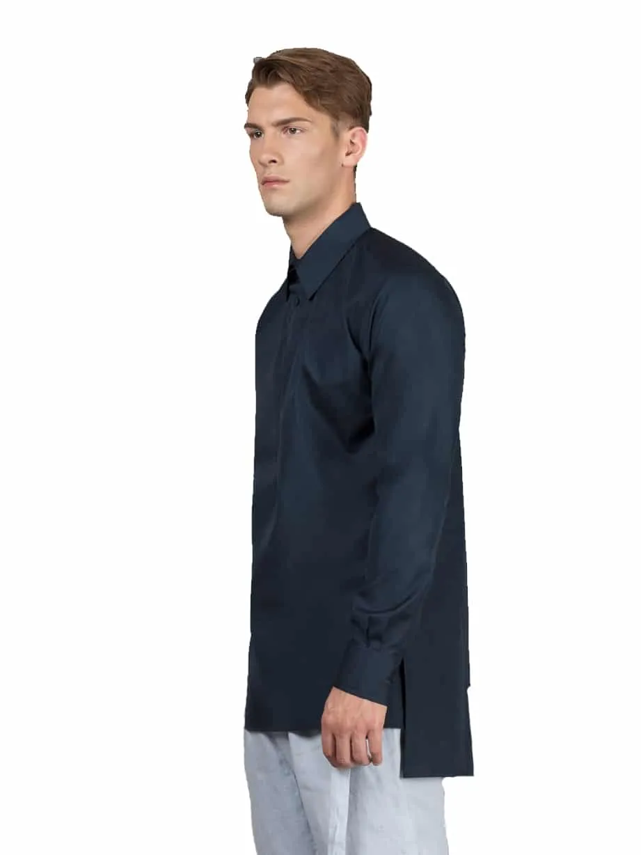 Slim Fit Kaftan Shirt - Blue