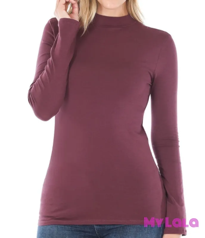 Slim Fit Mock Neck (Eggplant)