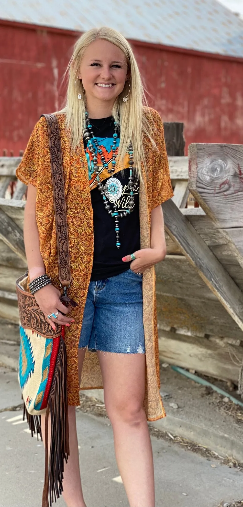 The Tooled Macy Mustard Kimono