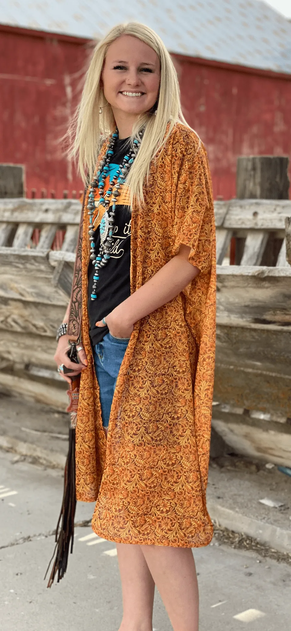The Tooled Macy Mustard Kimono