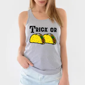 Trick or Tacos Funny Halloween Taco Shirt | Taco Lover Gift | Women's Slim-fit Racerback Tank Top