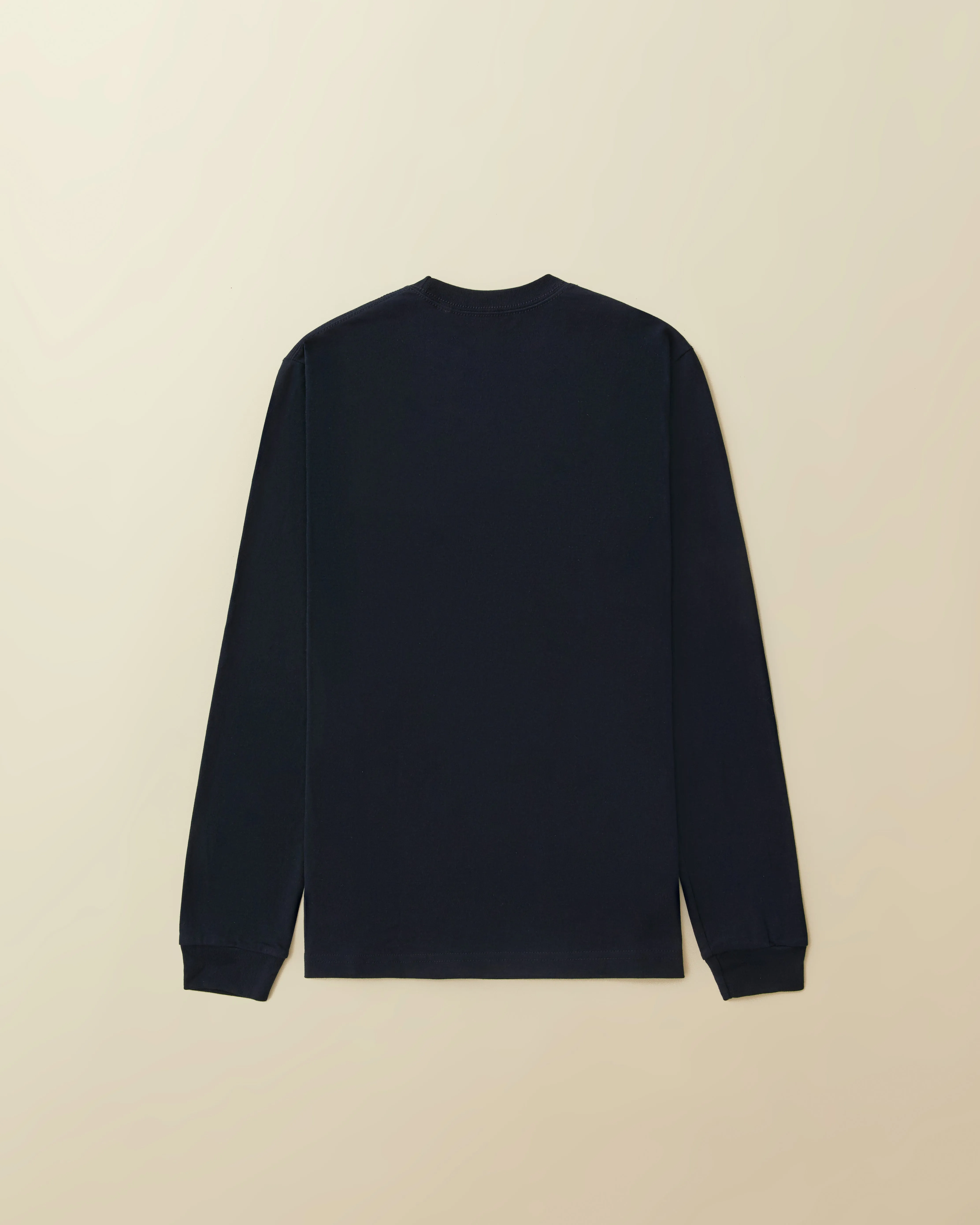 Woven Label Long Sleeve Pocket Tees -  ( navy )